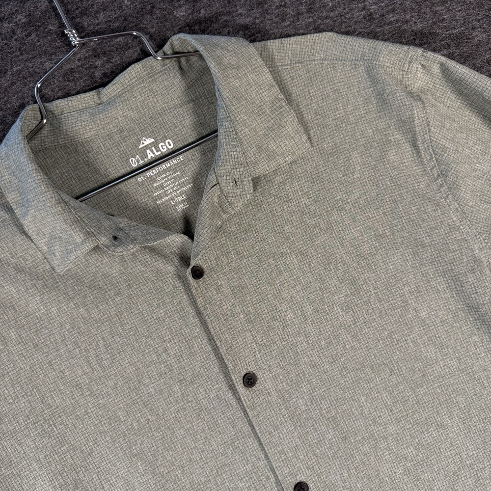 01. ALGO Mens XL Long Sleeve Shirt Gray Performance Stretch Water Repellent